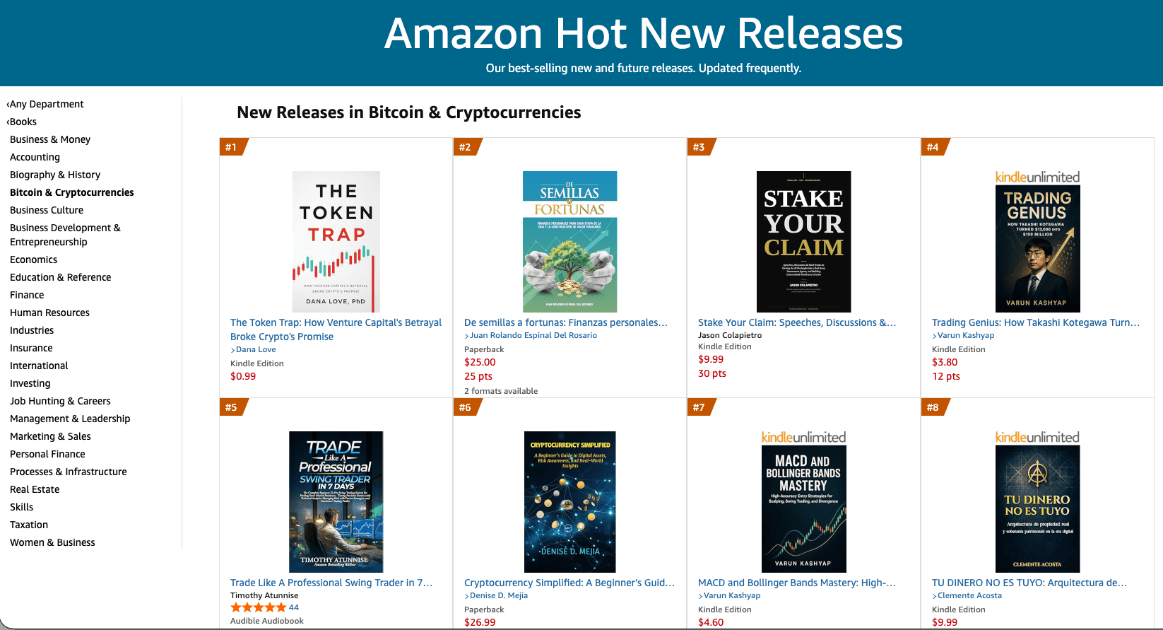 #1 Amazon hot new releases - The Token Trap - Dana Love PhD - Bitcoin & Cryptocurrencies eBooks